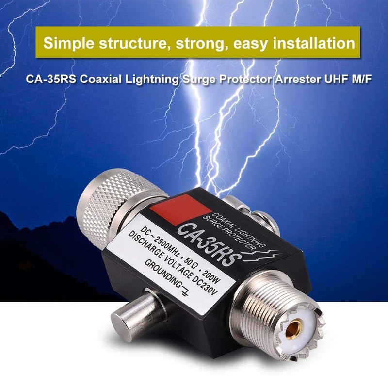 Lazmin UHF Lightning Surge Protector, CA to 35RS Coaxial Surge Protector Built in Gas Charging Surge, Low Loss VSWR Male to Female Lightning Surge Arrester DC 2500MHz - Image 2